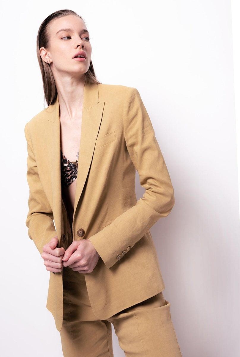 PINKO - Blazer in tela di lino con cintura love birds - Vittorio Citro Boutique