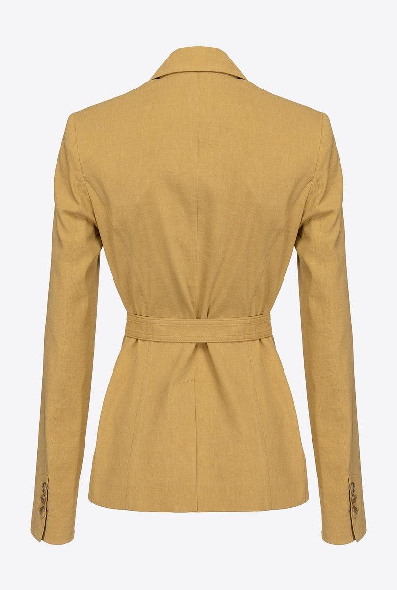 PINKO - Blazer in tela di lino con cintura love birds - Vittorio Citro Boutique