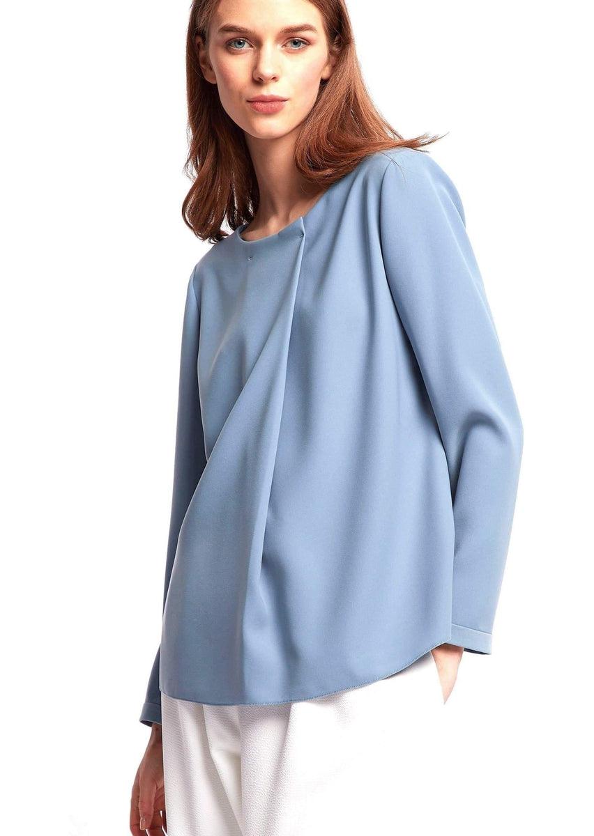 EMPORIO ARMANI - Blusa in poly con lembo di tessuto diagonale - Vittorio Citro Boutique