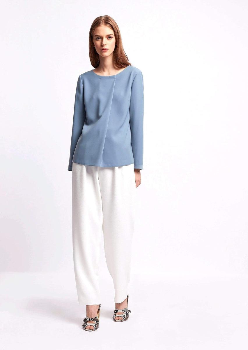 EMPORIO ARMANI - Blusa in poly con lembo di tessuto diagonale - Vittorio Citro Boutique