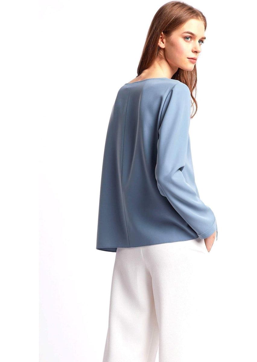 EMPORIO ARMANI - Blusa in poly con lembo di tessuto diagonale - Vittorio Citro Boutique