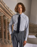 LARDINI - Camicia in cotone seersucker blu e bianca - Vittorio Citro Boutique
