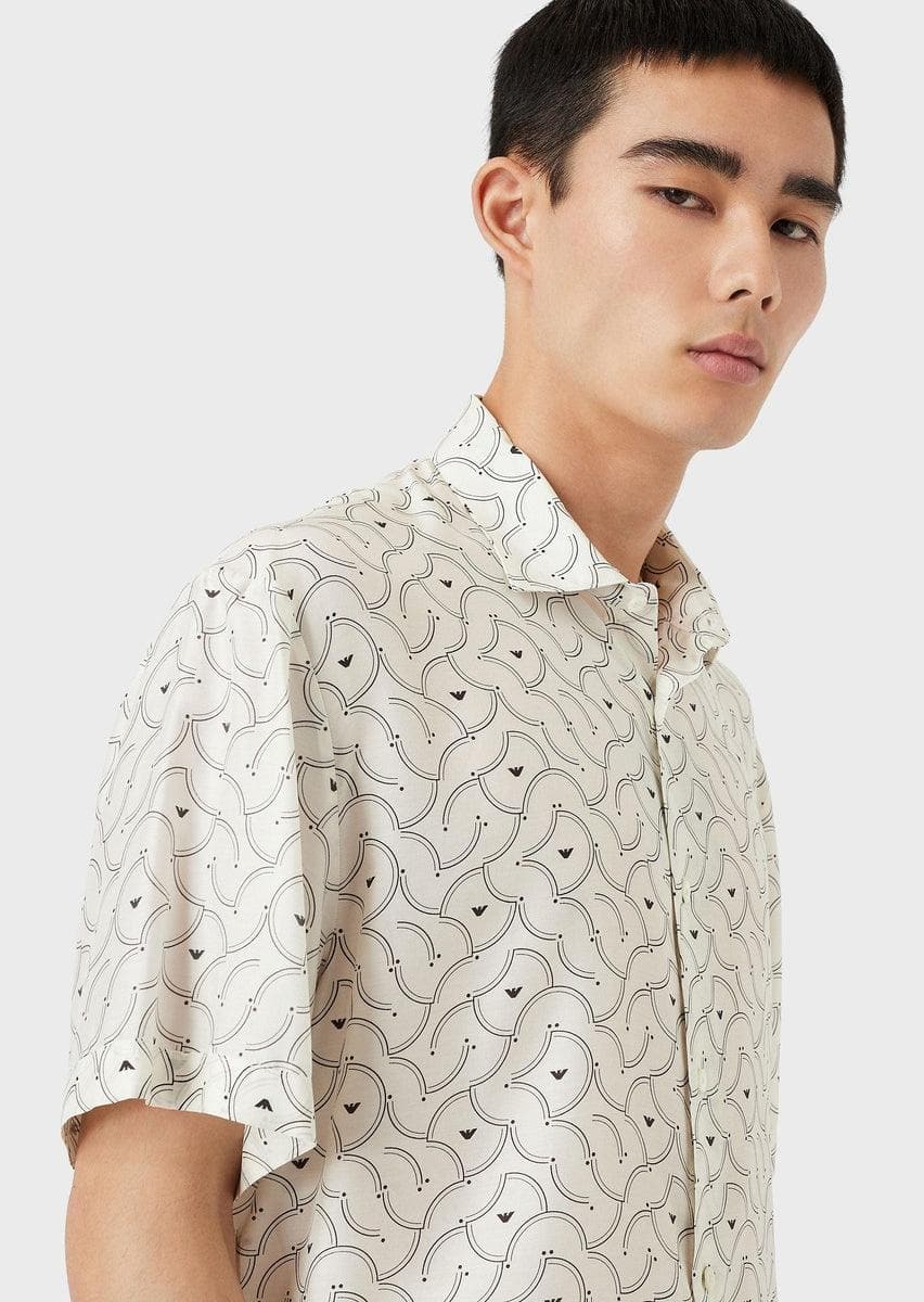 EMPORIO ARMANI - Camicia maniche corte in modal grafismo all over - Vittorio Citro Boutique