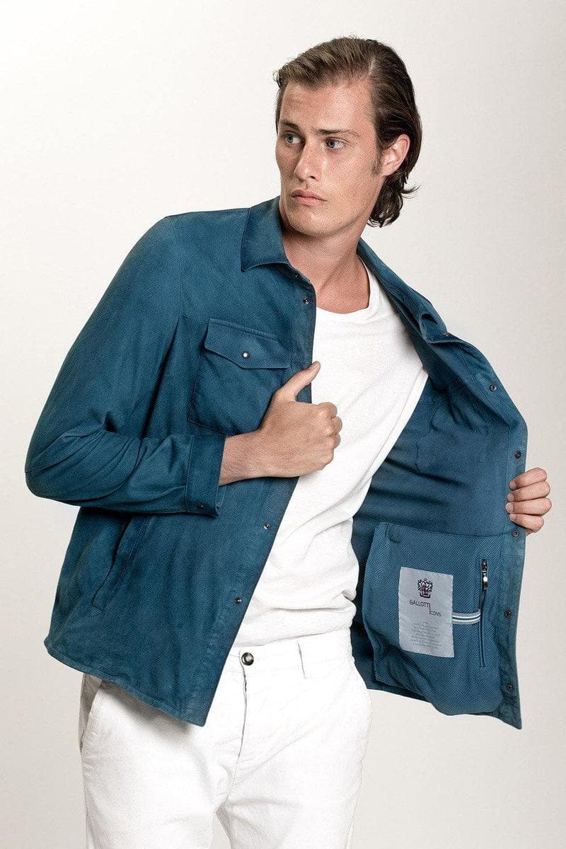 GALLOTTI - Camicia sfoderata in morbido camoscio cerato e lavato - Vittorio Citro Boutique