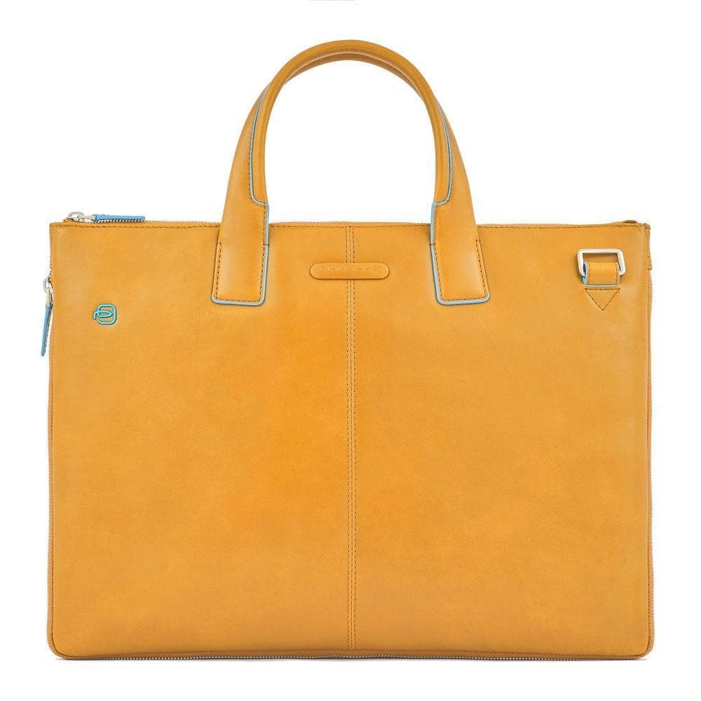 PIQUADRO - Cartellina sottile in pelle due manici blue square - Vittorio Citro Boutique