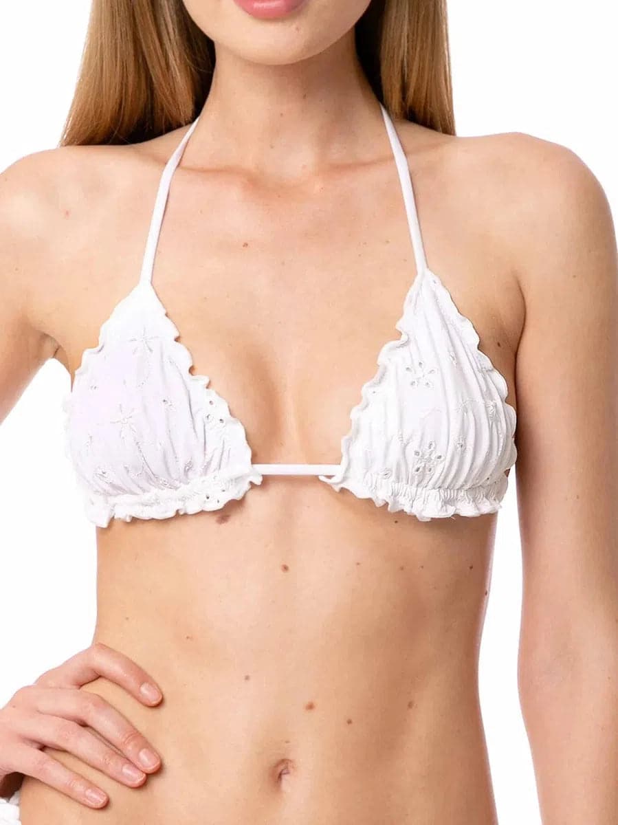 Bikini triangolo in sangallo bianco - Vittorio Citro Boutique