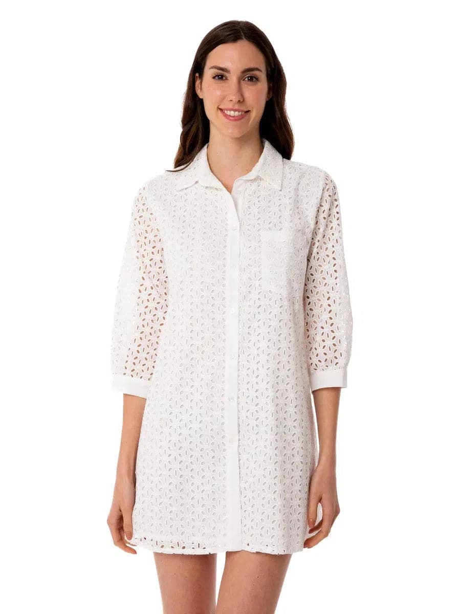 Camicia lunga da donna bianca con embrodery-Camicie-Mc2 Saint Barth-Vittorio Citro Boutique