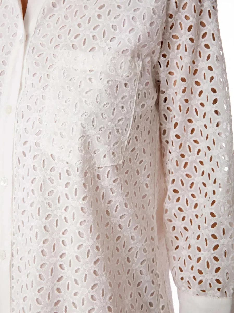 Camicia lunga da donna bianca con embrodery-Camicie-Mc2 Saint Barth-Vittorio Citro Boutique