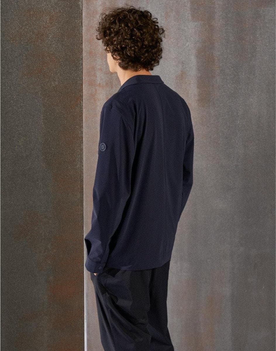 LARDINI - Giacca camicia blu in tessuto tecnico - easy wear - Vittorio Citro Boutique