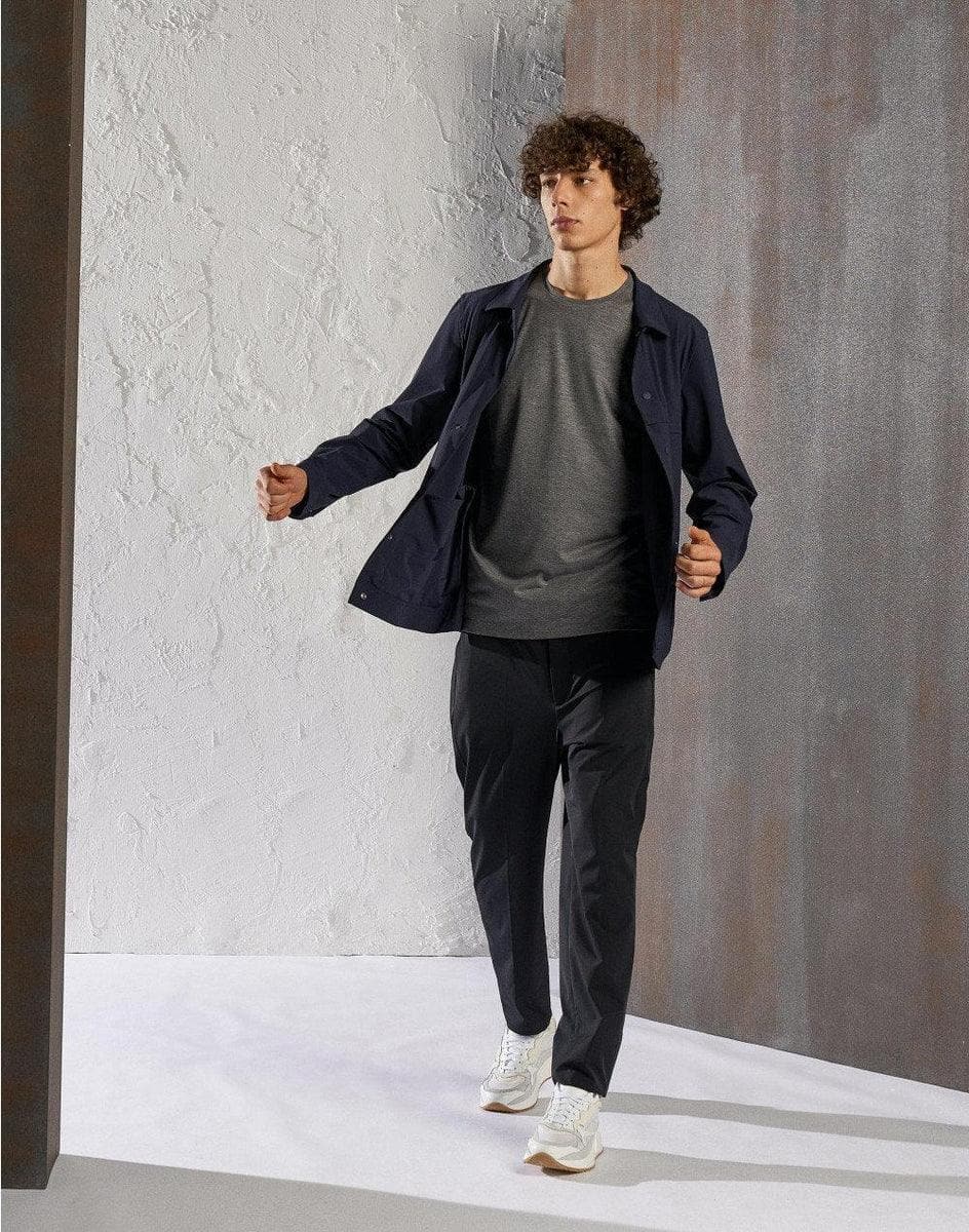 LARDINI - Giacca camicia blu in tessuto tecnico - easy wear - Vittorio Citro Boutique