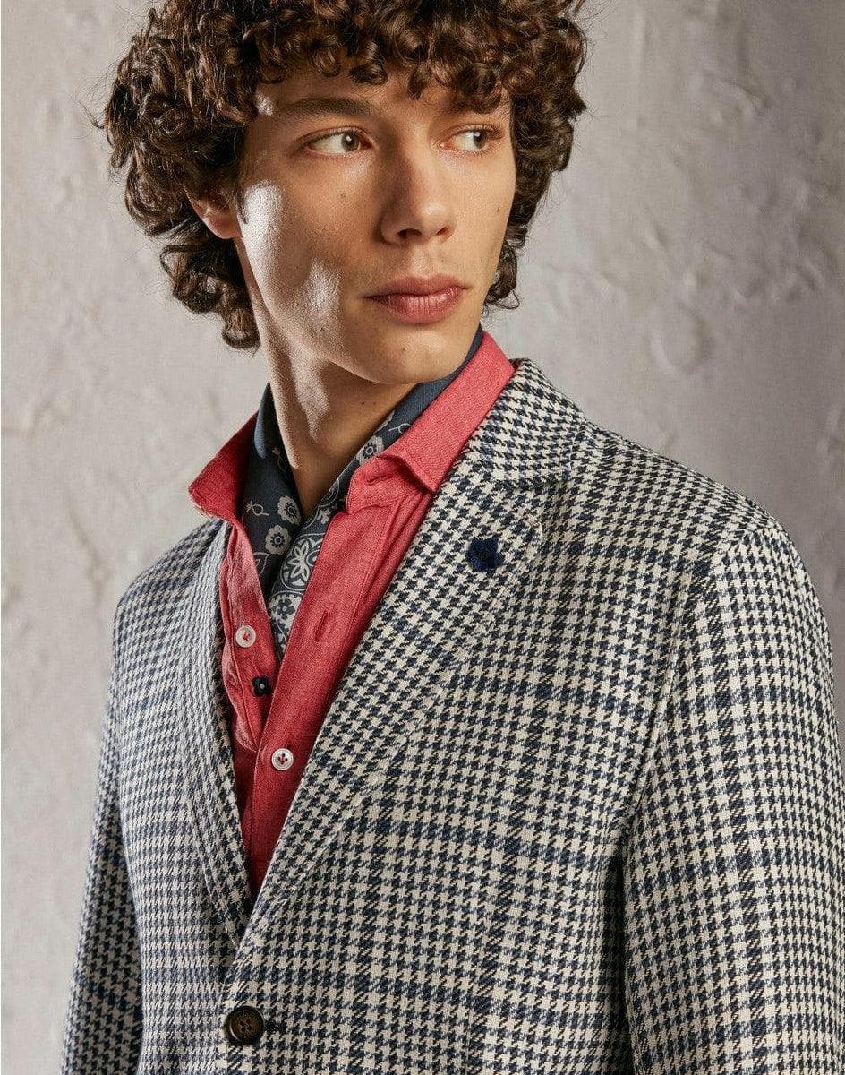 LARDINI - Giacca camicia in lana e seta con disegno macro galles - Vittorio Citro Boutique