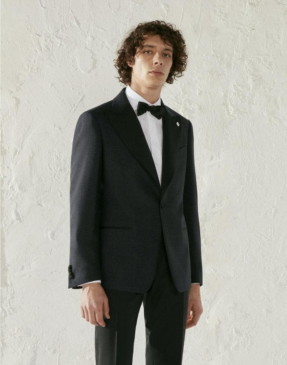 LARDINI - Giacca smoking blu con dettaglio in lurex - kosmo - Vittorio Citro Boutique