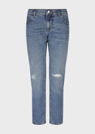 EMPORIO ARMANI - Jeans j36 straight fit in denim light vintage con rotture - Vittorio Citro Boutique