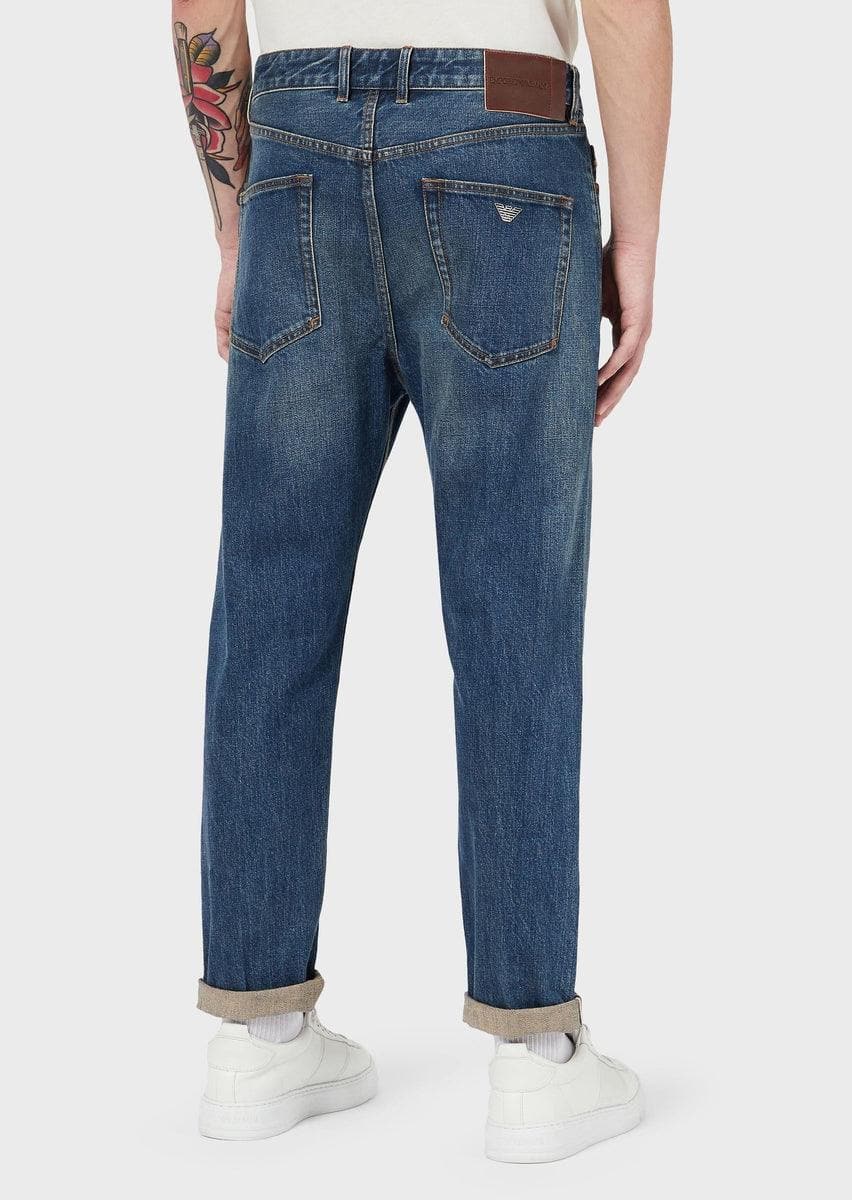 EMPORIO ARMANI - Jeans j77 tapered fit in denim sablé - Vittorio Citro Boutique