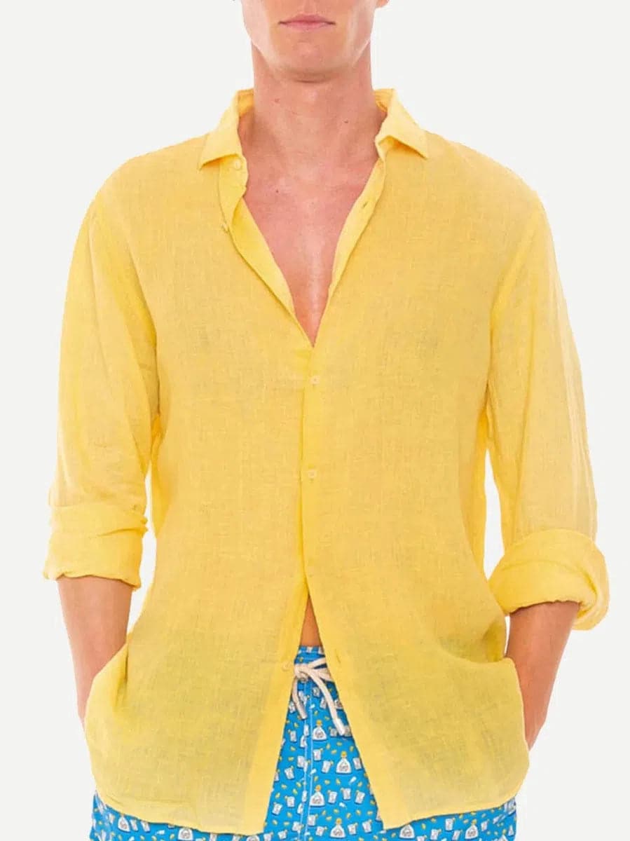 Camicia di lino gialla-Camicie-Mc2 Saint Barth-Vittorio Citro Boutique