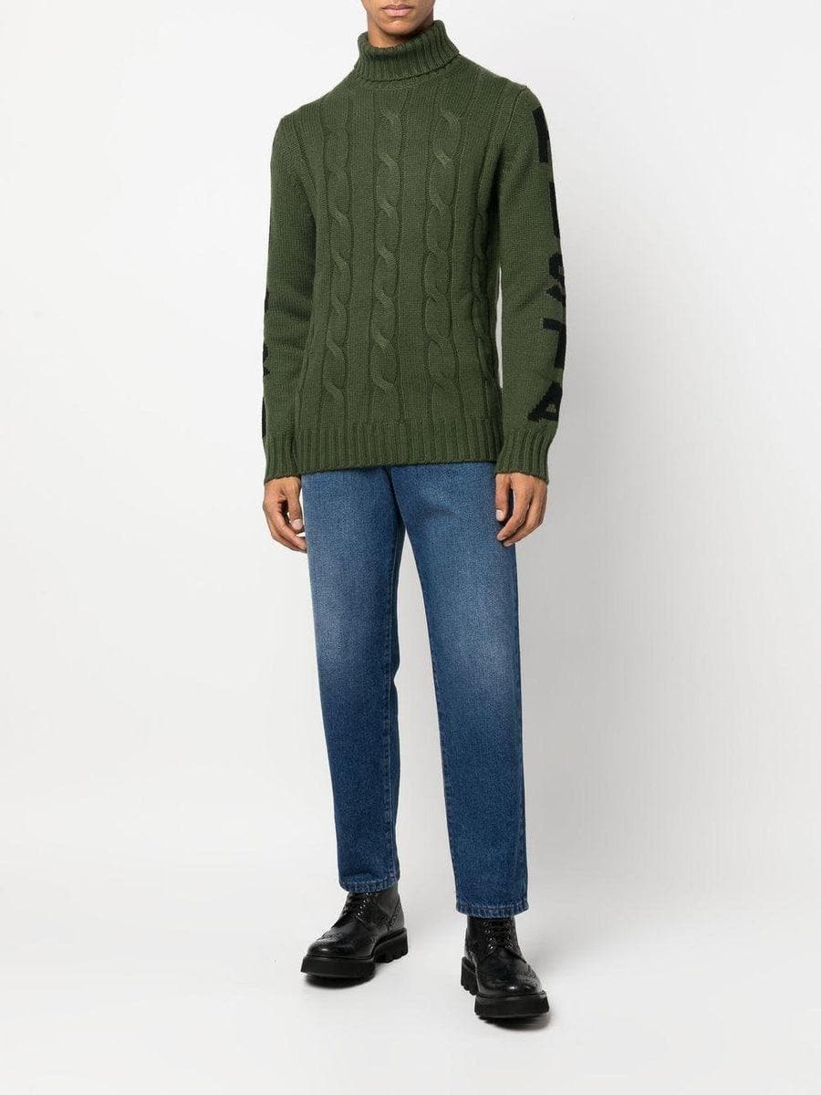 MC2 SAINT BARTH - Maglione dolcevita uomo a trecce con stampa - Vittorio Citro Boutique