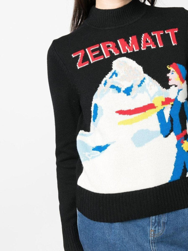 Maglione donna a girocollo con cartolina di zermatt - Vittorio Citro Boutique