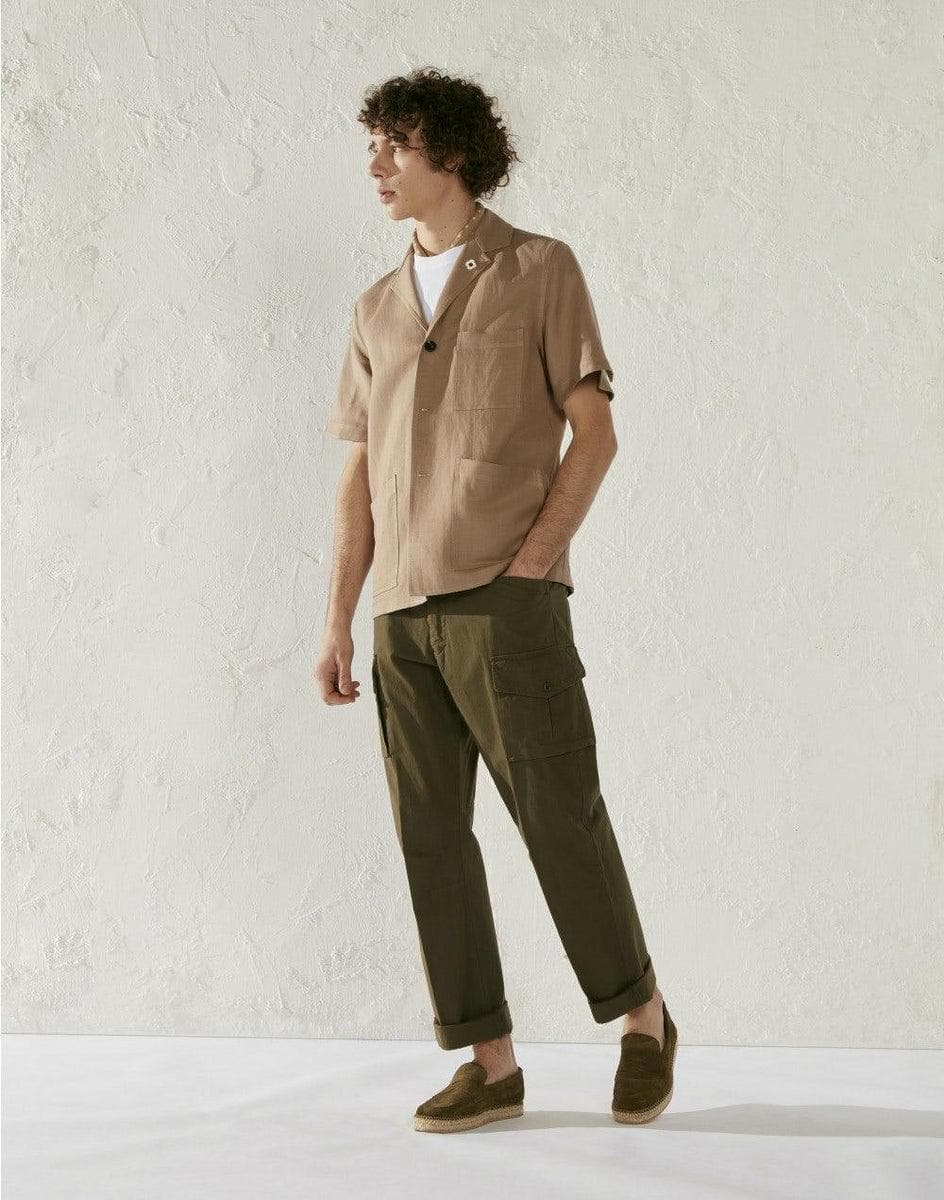 LARDINI - Pantalone cargo verde in cotone rip-stop - military - Vittorio Citro Boutique
