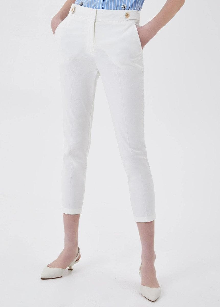 LIU-JO - Pantalone cropped con bottoni bianco - Vittorio Citro Boutique