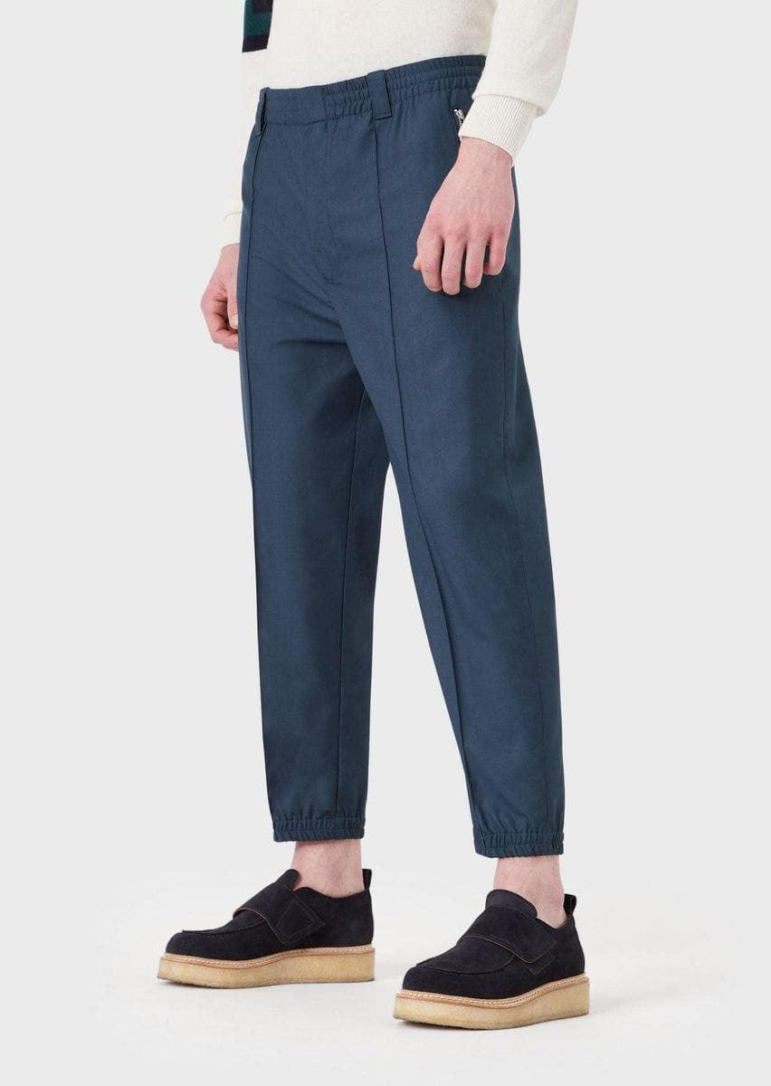EMPORIO ARMANI - Pantaloni a vita elastica in twill tecnico mano soft - Vittorio Citro Boutique