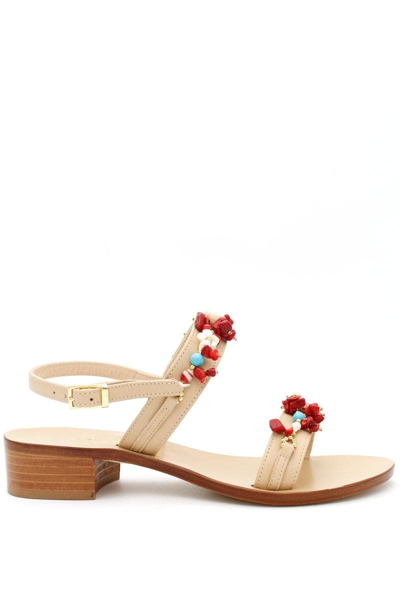 CAPRI VITTORIO CITRO - Sandali doppia fascia con coralli e conchiglie - Vittorio Citro Boutique