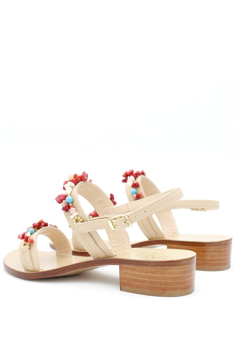 CAPRI VITTORIO CITRO - Sandali doppia fascia con coralli e conchiglie - Vittorio Citro Boutique