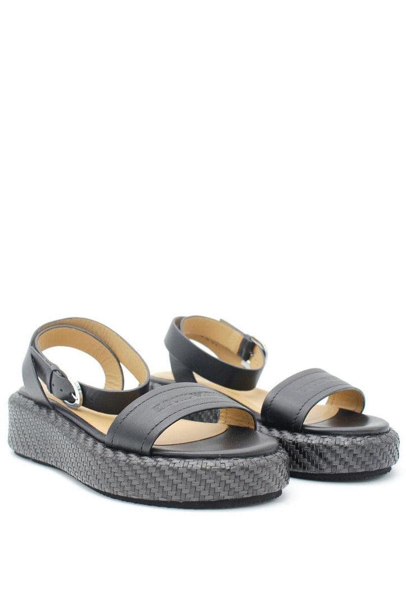 EMPORIO ARMANI - Sandali in pelle con zeppa in stuoia - Vittorio Citro Boutique