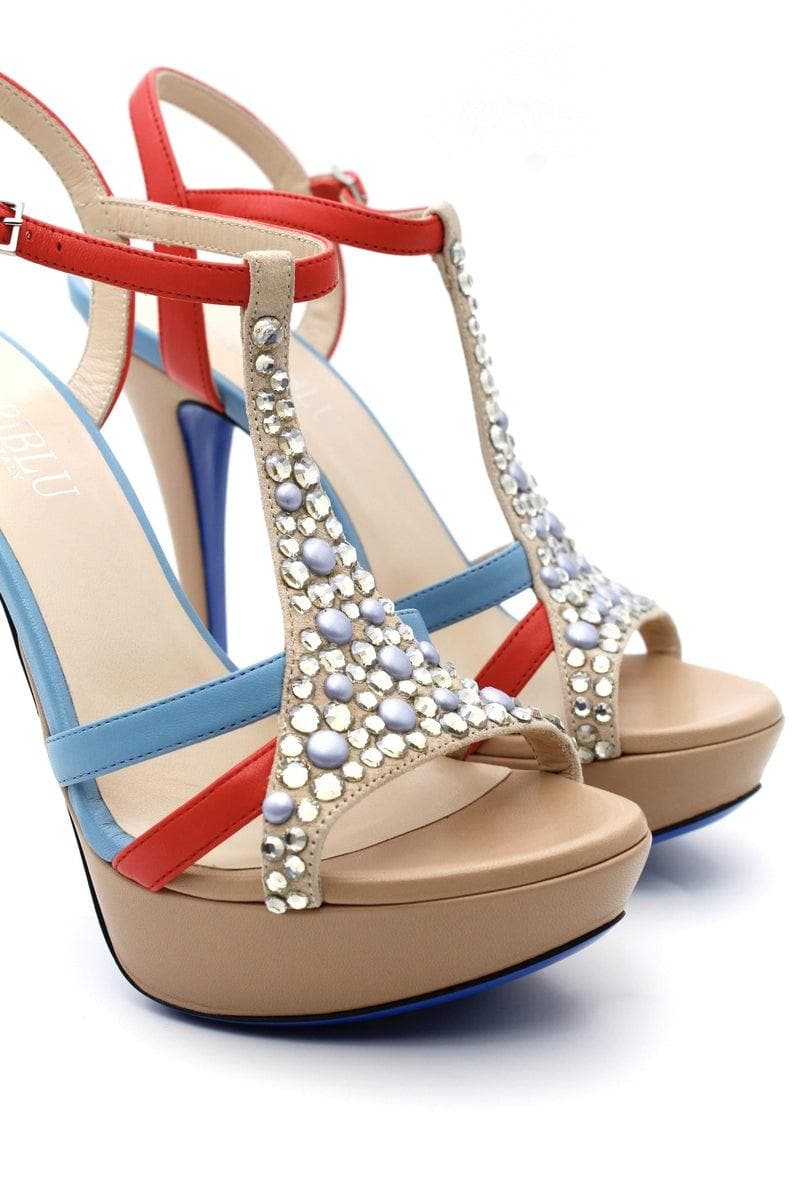 Sandalo Multicolor in Pelle  con Zirconi 4