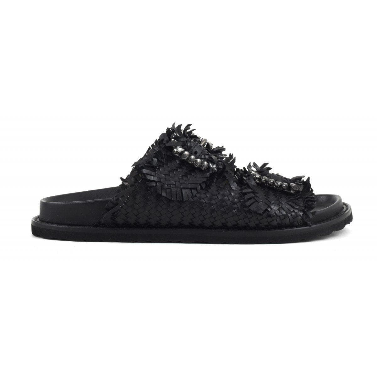 CORAL BLUE - SLIDE CON DOPPIA FASCIA E FIBBIE GIOIELLO - Vittorio Citro Boutique