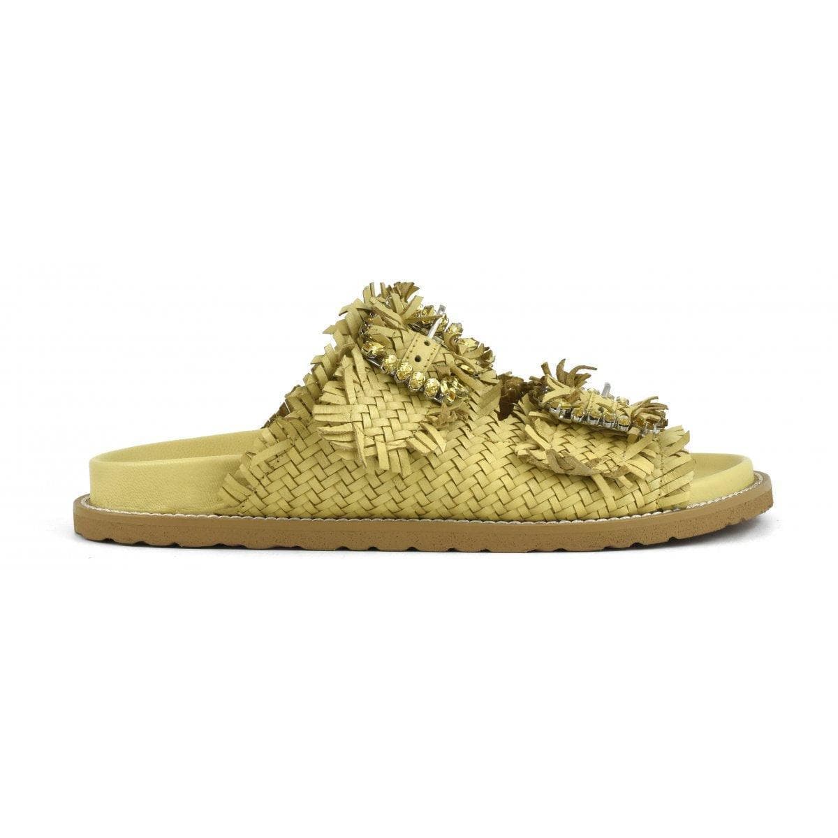 CORAL BLUE - SLIDE CON DOPPIA FASCIA E FIBBIE GIOIELLO - Vittorio Citro Boutique