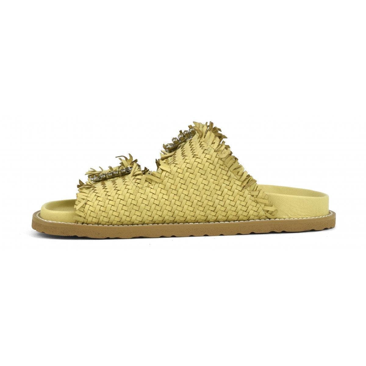 CORAL BLUE - SLIDE CON DOPPIA FASCIA E FIBBIE GIOIELLO - Vittorio Citro Boutique