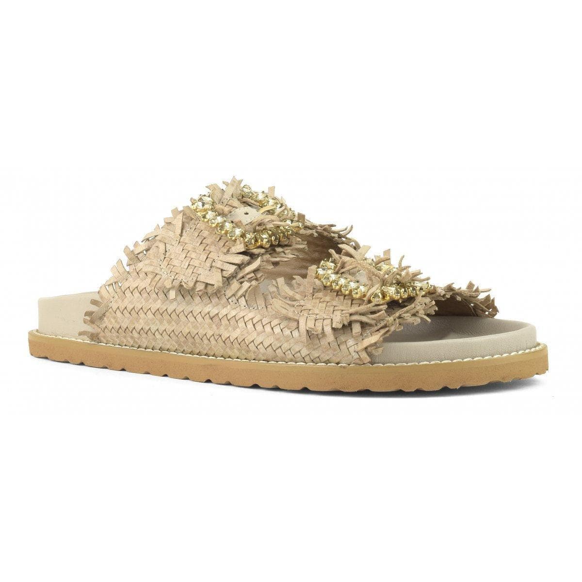 CORAL BLUE - SLIDE CON DOPPIA FASCIA E FIBBIE GIOIELLO - Vittorio Citro Boutique