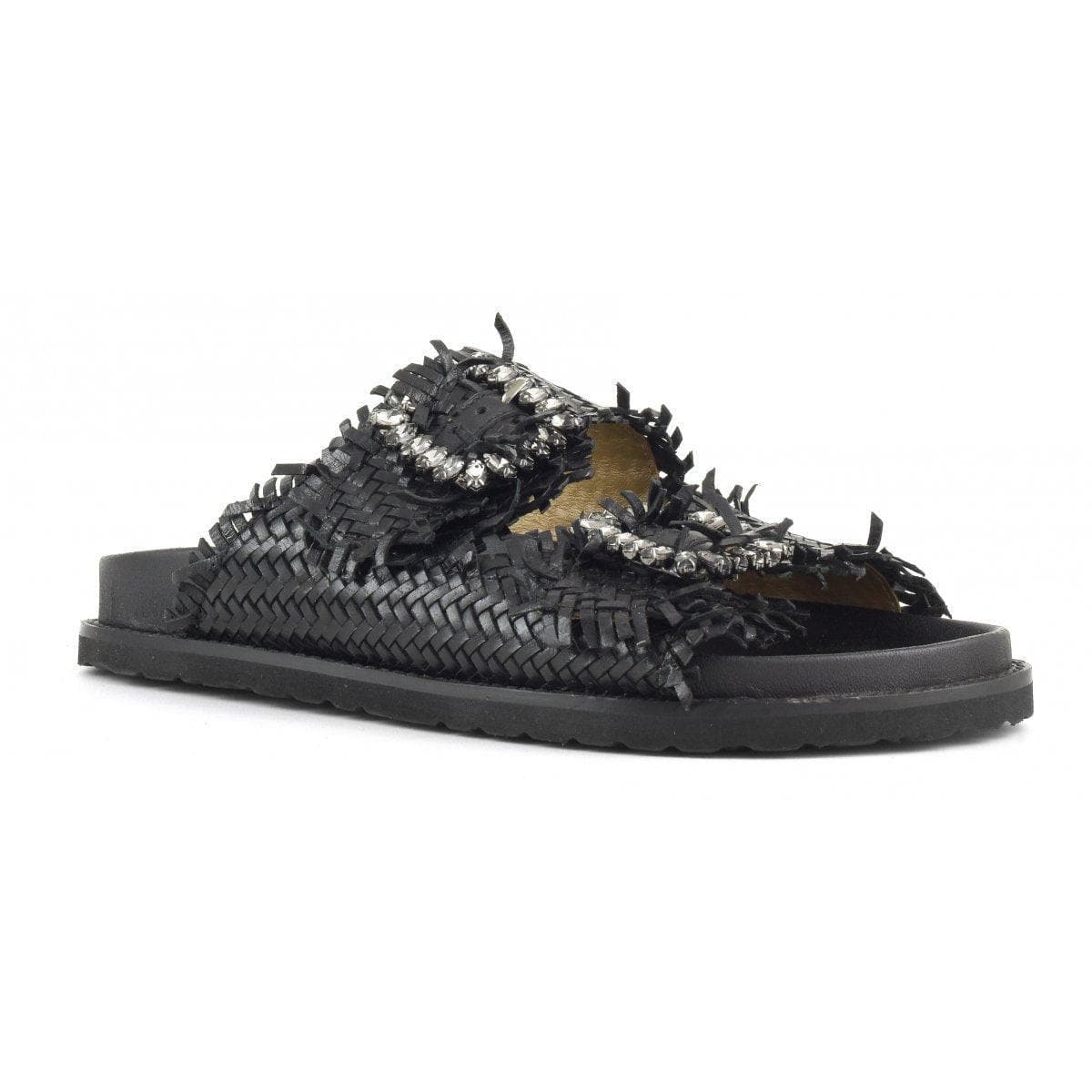 CORAL BLUE - SLIDE CON DOPPIA FASCIA E FIBBIE GIOIELLO - Vittorio Citro Boutique