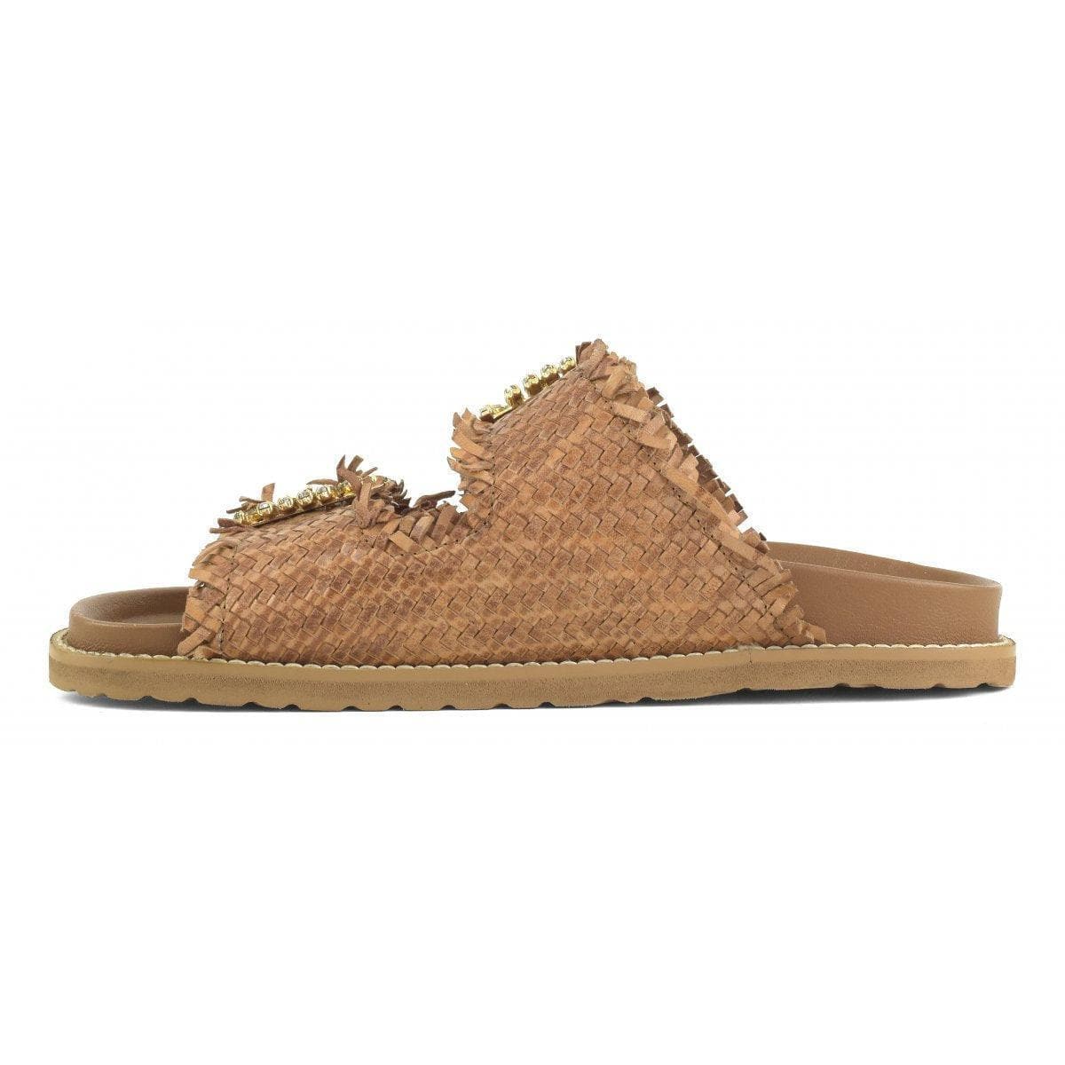 CORAL BLUE - SLIDE CON DOPPIA FASCIA E FIBBIE GIOIELLO - Vittorio Citro Boutique