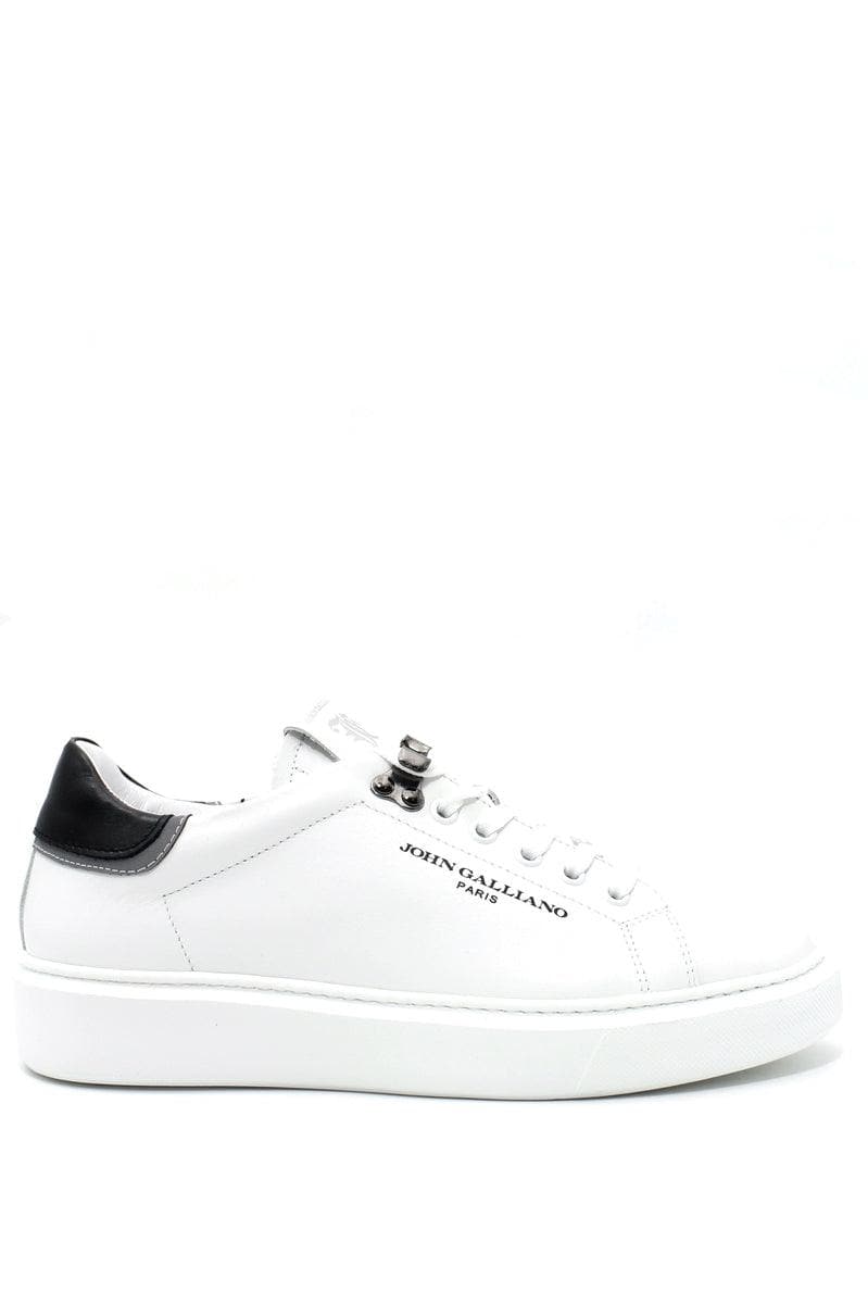 Pelle Scarpe Uomo John Galliano Sneakers In Pelle Bianco 36