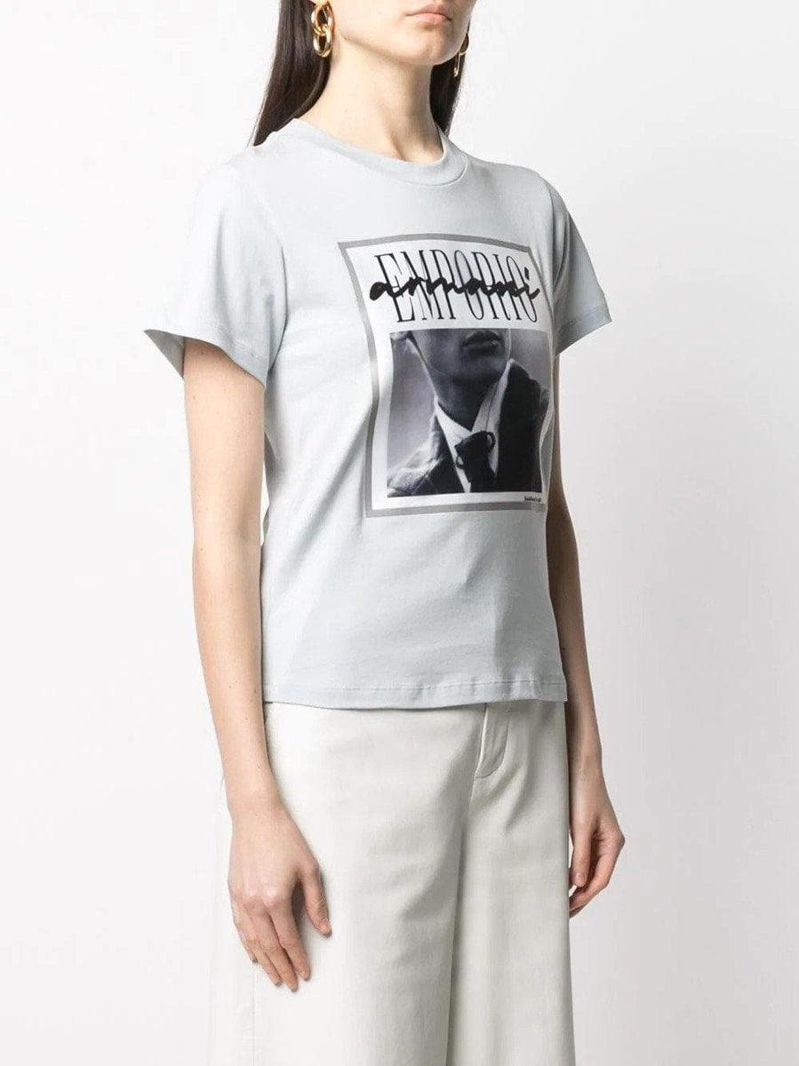 EMPORIO ARMANI - T-shirt con stampa fotografica su organza effetto 3d - Vittorio Citro Boutique