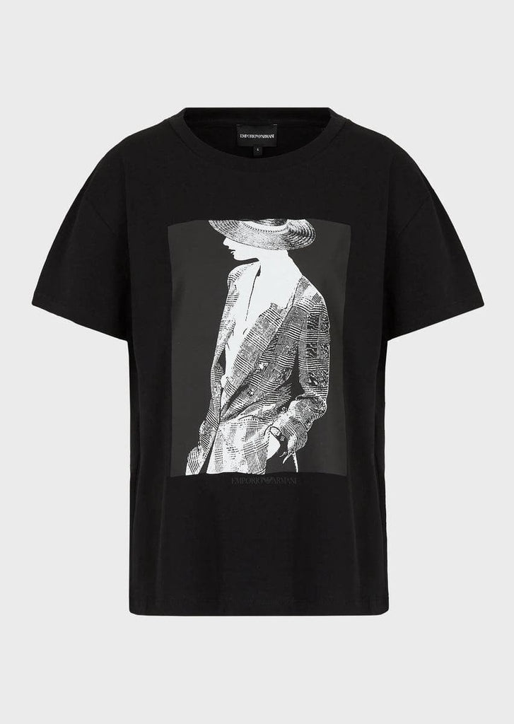 EMPORIO ARMANI - T-shirt in jersey con stampa fotografica modella catwalk - Vittorio Citro Boutique