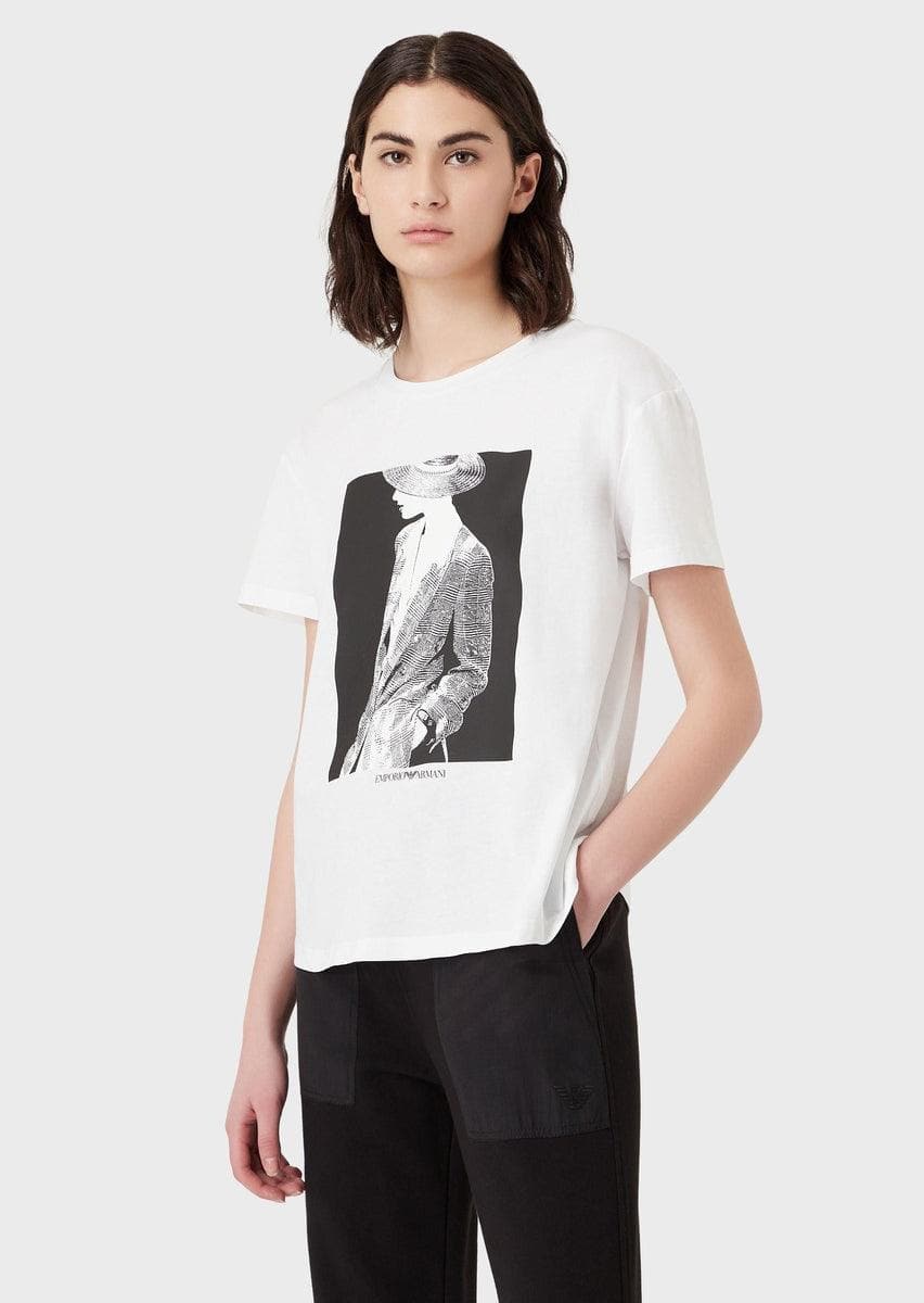 EMPORIO ARMANI - T-shirt in jersey con stampa fotografica modella catwalk - Vittorio Citro Boutique
