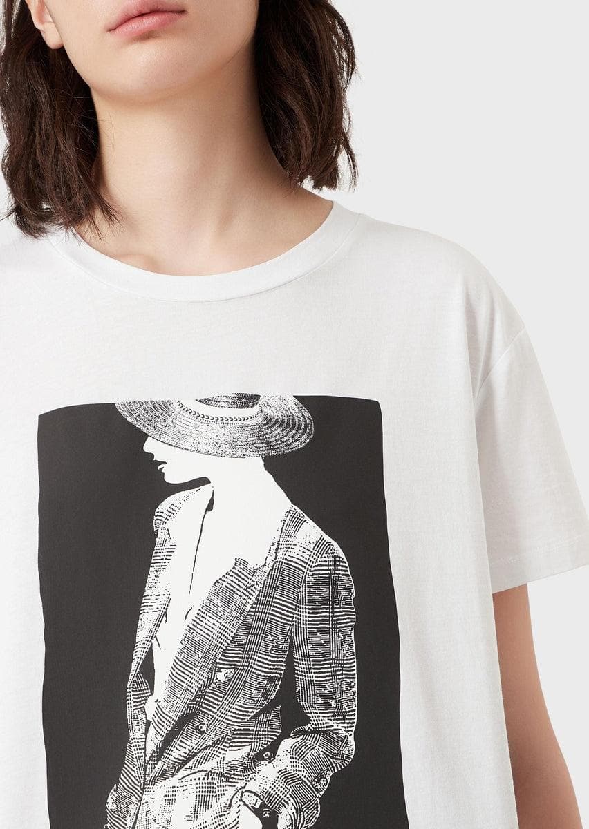 EMPORIO ARMANI - T-shirt in jersey con stampa fotografica modella catwalk - Vittorio Citro Boutique