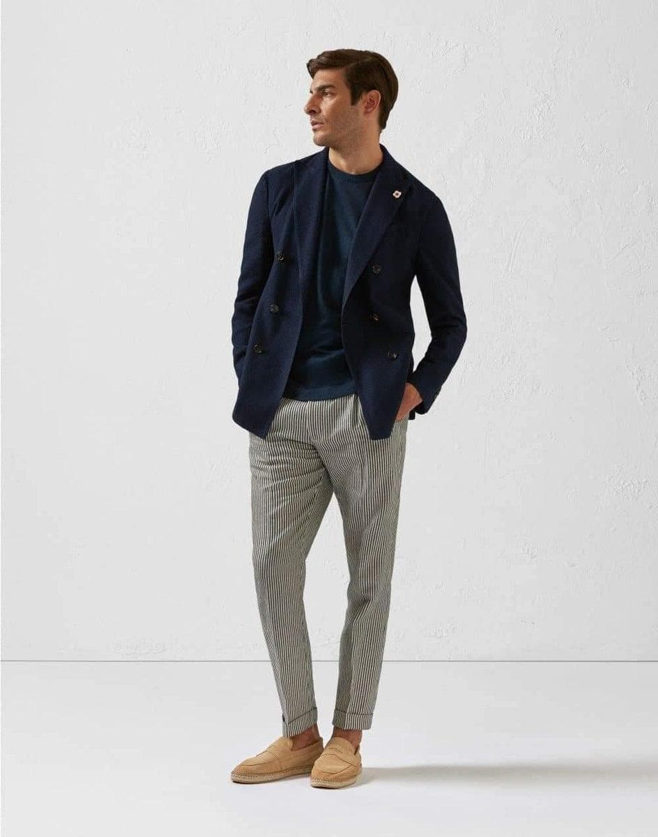 LARDINI - T-shirt in lino blu - Vittorio Citro Boutique