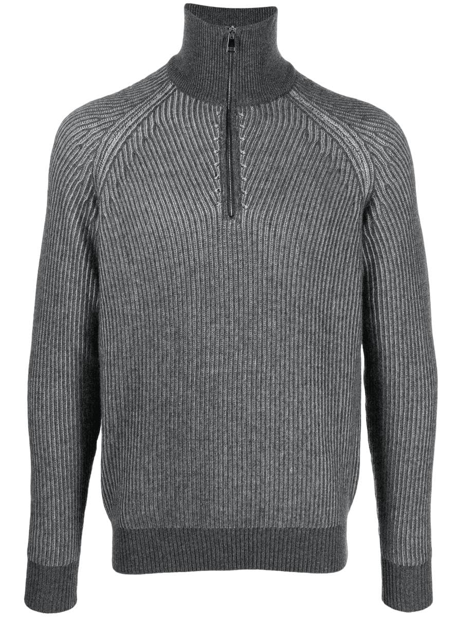 Maglia con mezza zip in maglia a costine - Vittorio Citro Boutique