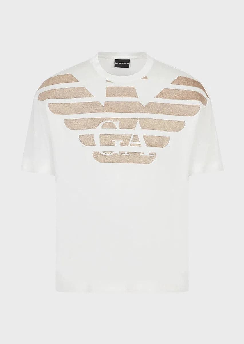 T-shirt in jersey misto Tencel con maxi ricamo logo - Vittorio Citro Boutique