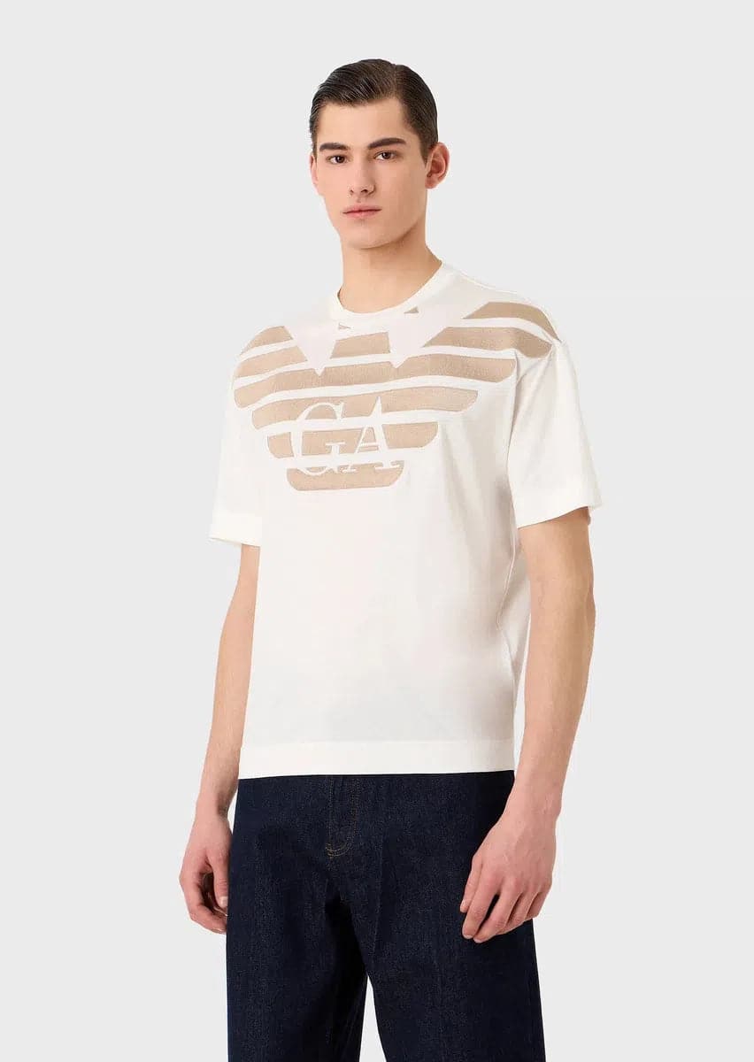 T-shirt in jersey misto Tencel con maxi ricamo logo - Vittorio Citro Boutique